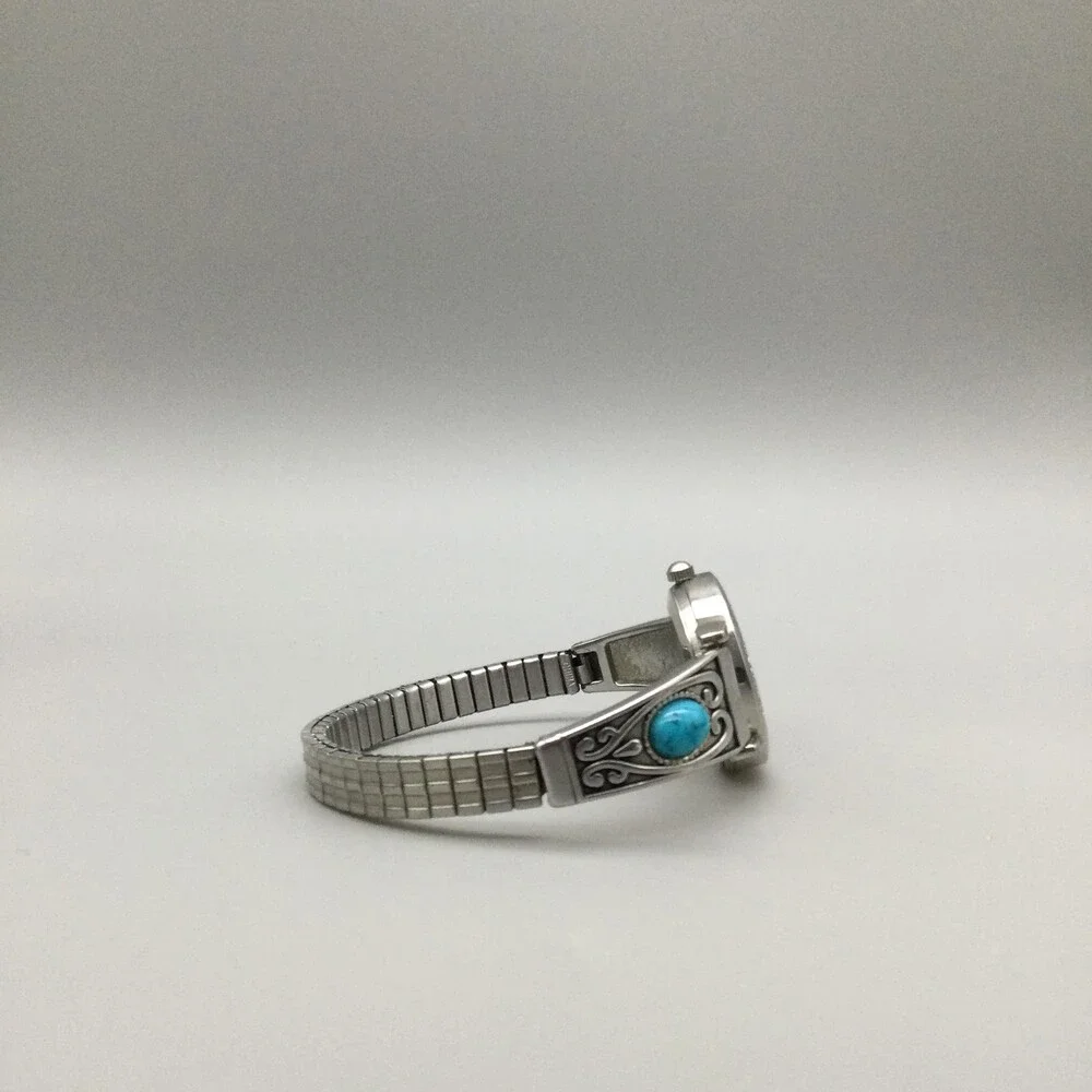 Accutime Southwest Womens Watch 25mm Silver Tone Expansion Bracelet New Battery